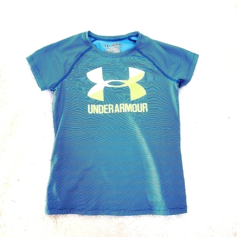 Under Armour Striped Blue Short-Sleeved Shirt